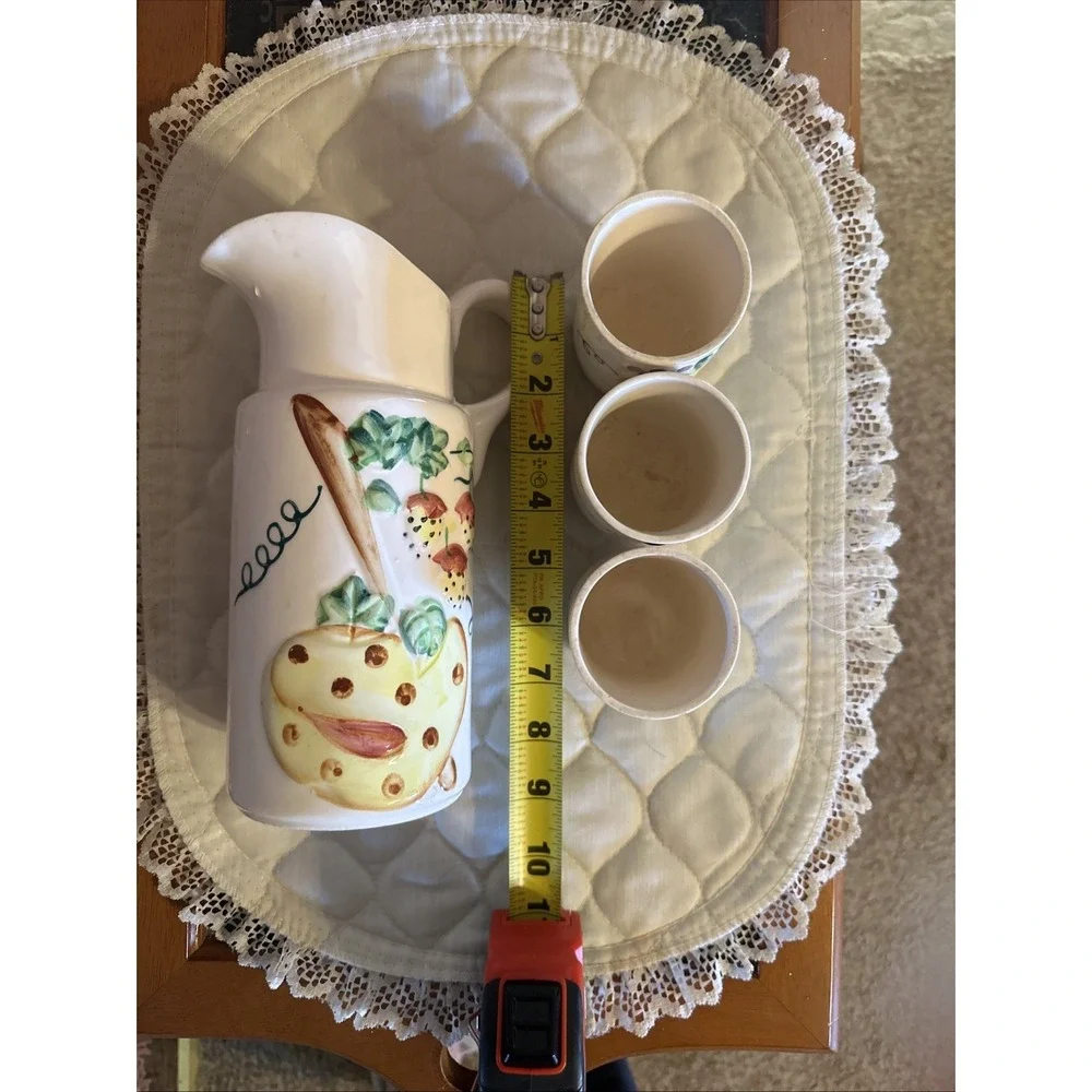Mid-century Ceramic juice pitcher and glasses‎ set